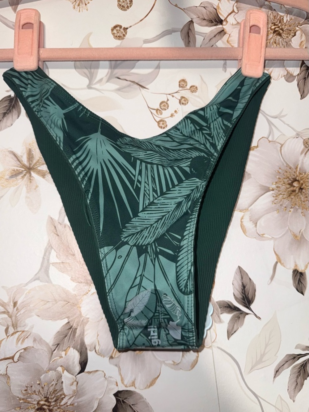 POPFLEX Dark Green Ribbed High-Cut Bikini Bottom - Picture 4 of 5